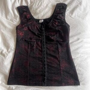 Vintage Suzy Shier Womens Corset Milkmaid Top Sz L whimsigoth darkfairycore